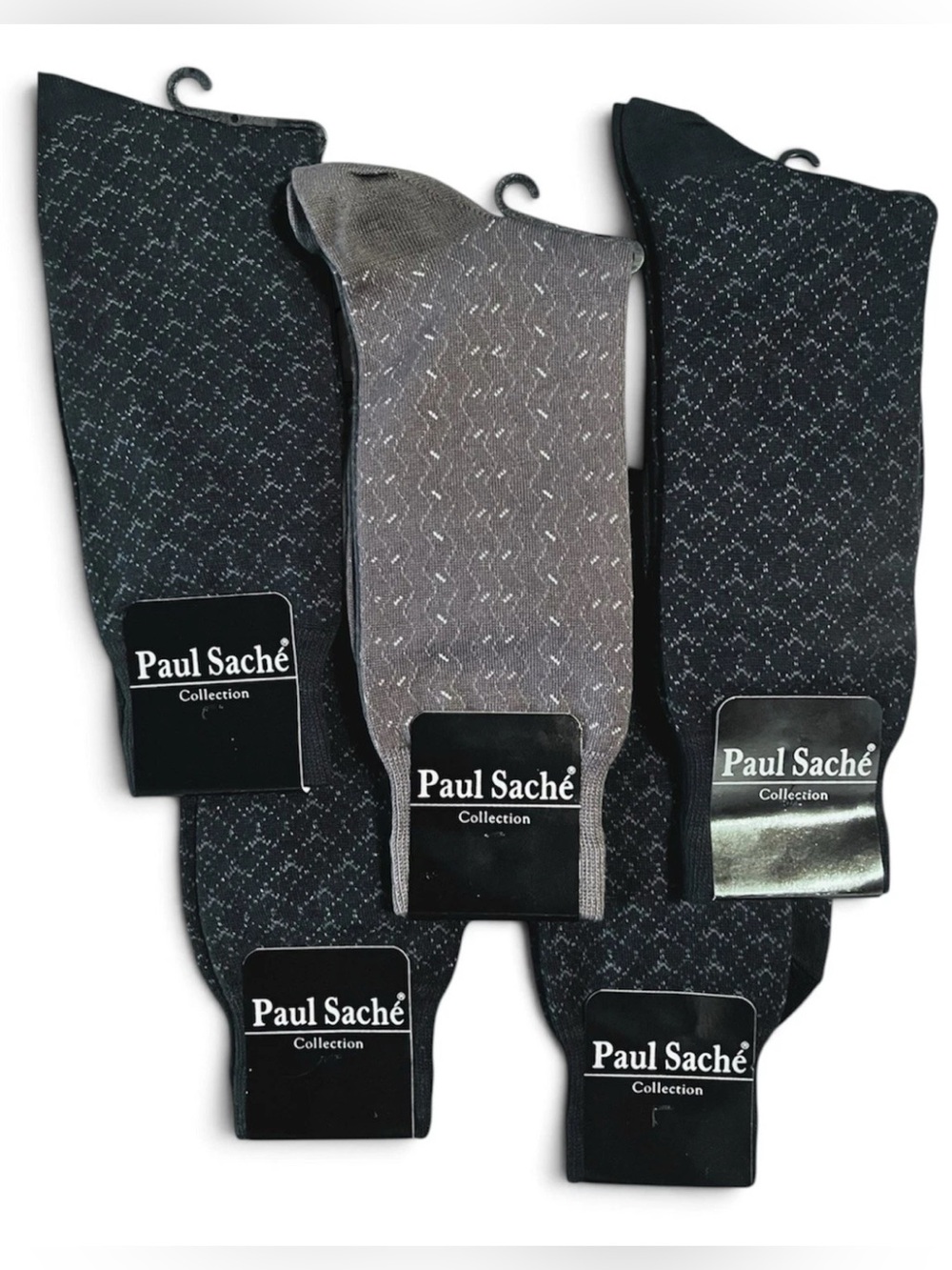 MEN'S DRESS SOCKS 5 PAIRS Size 10-13 Shoe 8-12 Navy Blue and Sage Green Crew NWT